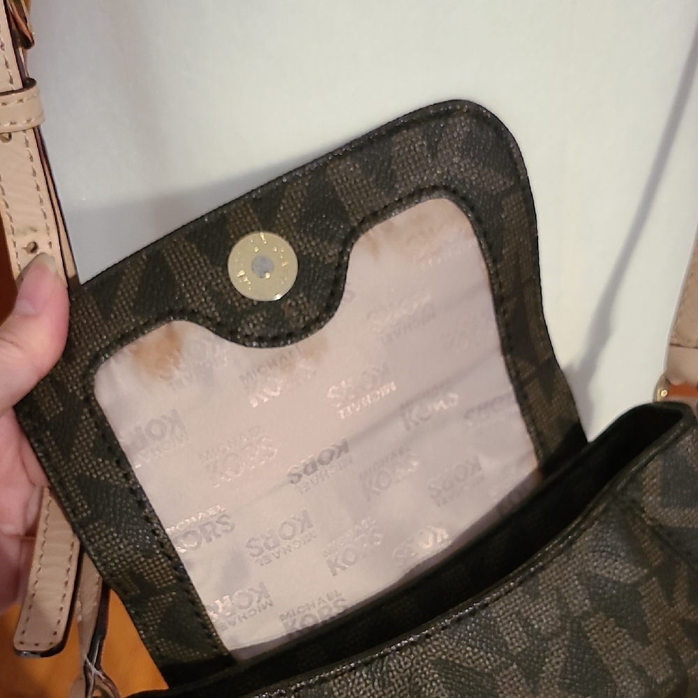 Michael Kors Brown Logo Printed Crossbody Purse - Picture 5 of 9